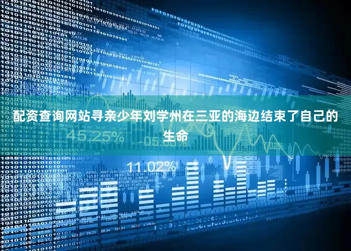 配资查询网站寻亲少年刘学州在三亚的海边结束了自己的生命