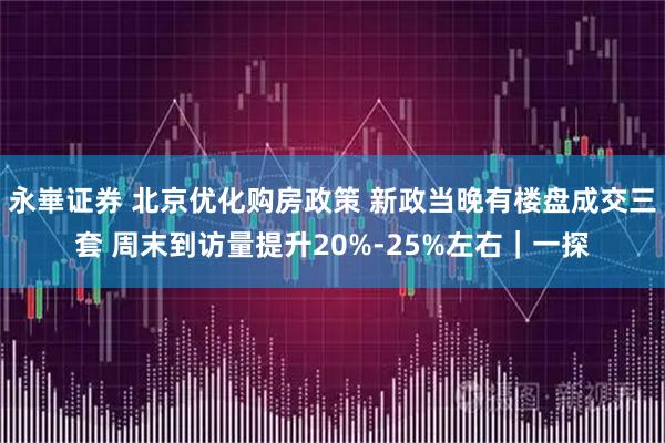 永崋证券 北京优化购房政策 新政当晚有楼盘成交三套 周末到访量提升20%-25%左右｜一探