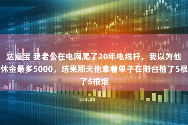 达道宝 我老公在电网爬了20年电线杆，我以为他退休金最多5000，结果那天他拿着单子在阳台抽了5根烟